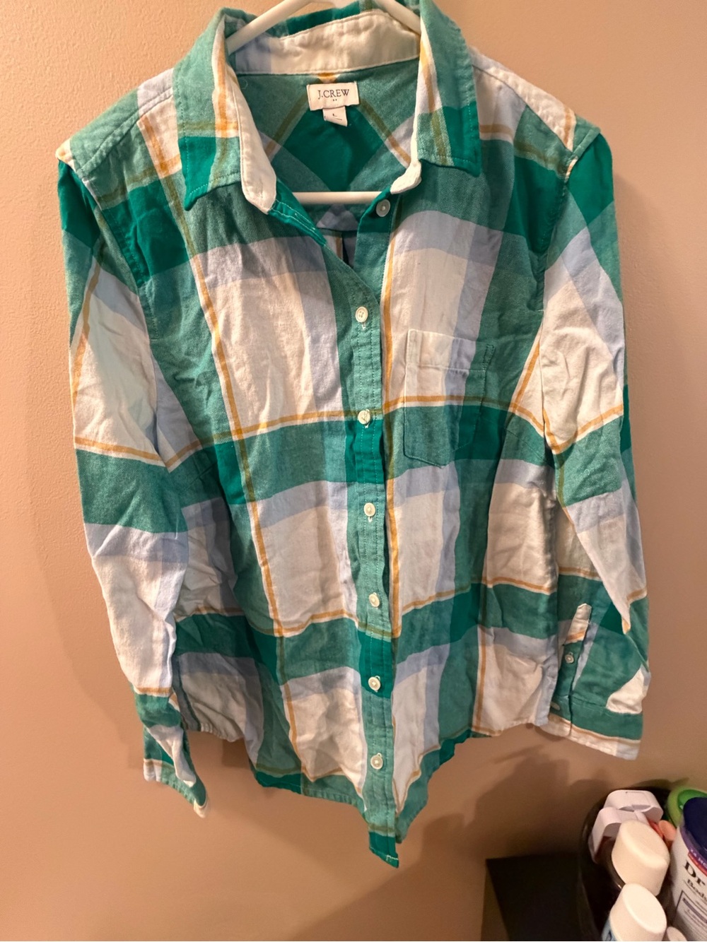 J.Crew Green Plaid Button-Up Shirt size L